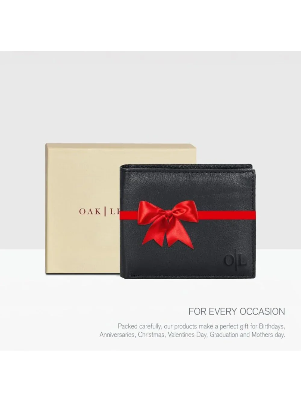 Slim RFID Bifold Leather Wallet for Men - Compact Genuine Cowhide Gift Idea